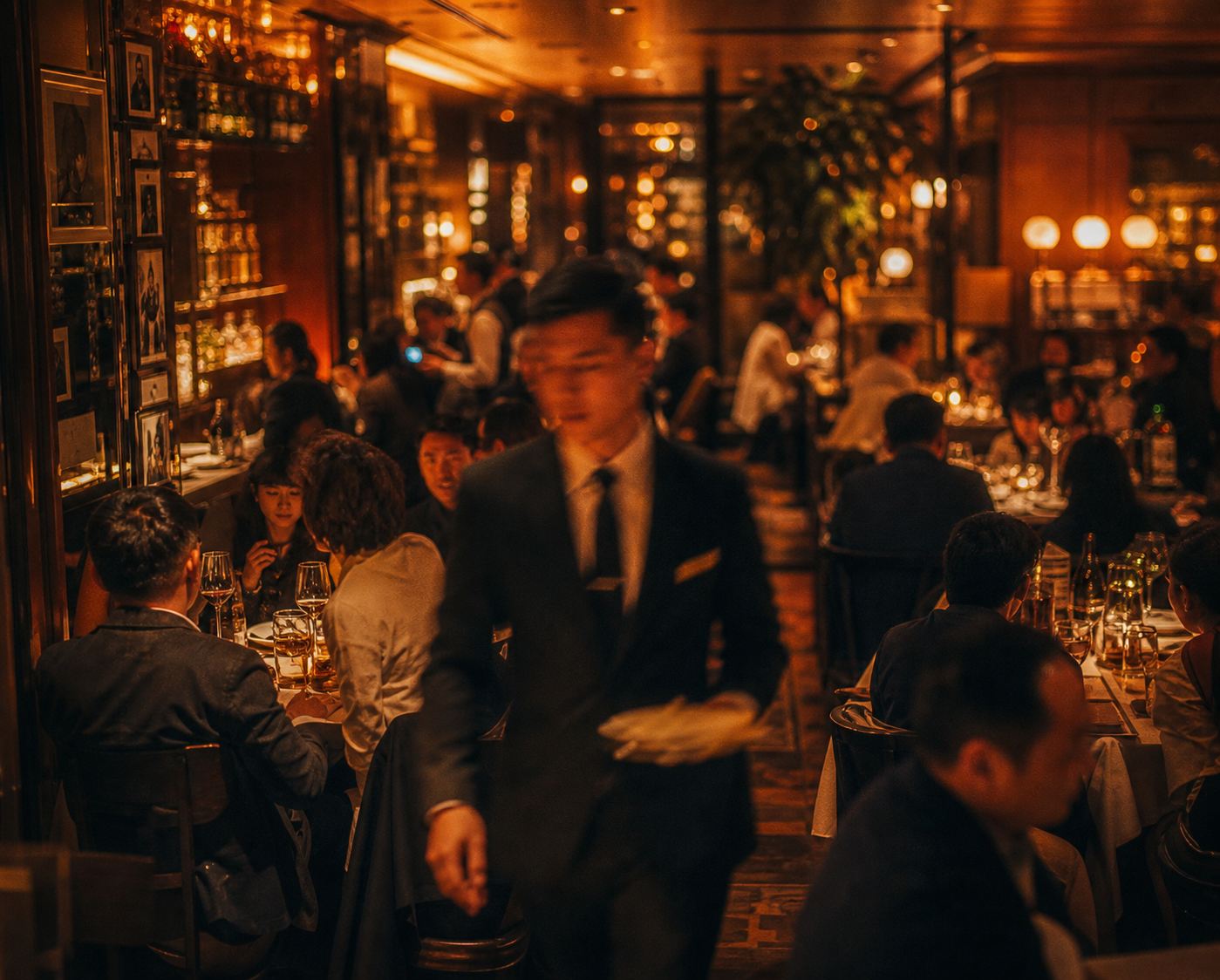 Evening service in a Hong Kong dining room